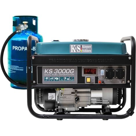 KS 3000 G Hybrid Stromerzeuger 3000 Watt, DUAL FUEL Benzin/LPG, 2x16A (230V), 12V, Automatischer Voltregler(AVR), Ölmangelsicherung, Überspannungsschutz, Anzeige (Volt, Hz, Arbeitszeit), Generator,100% Kupfer