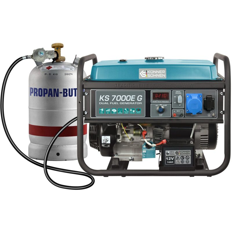 KS 7000E G Hybrid Stromerzeuger 5500 Watt, DUAL FUEL Benzin/LPG, E