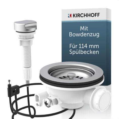 KS Korbventil Bowdenzug, 1 1/2"AG, Edelstahl-Ventilkelch und Sieb Ø 114 mm, mit 1" Überlaufanschluss