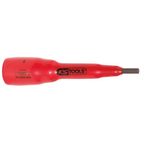 KS Tools 1/2" Bit-Stecknuss mit Schutzisolierung für Innensechskant-Schrauben, 6mm,118mm lang - 117.1163