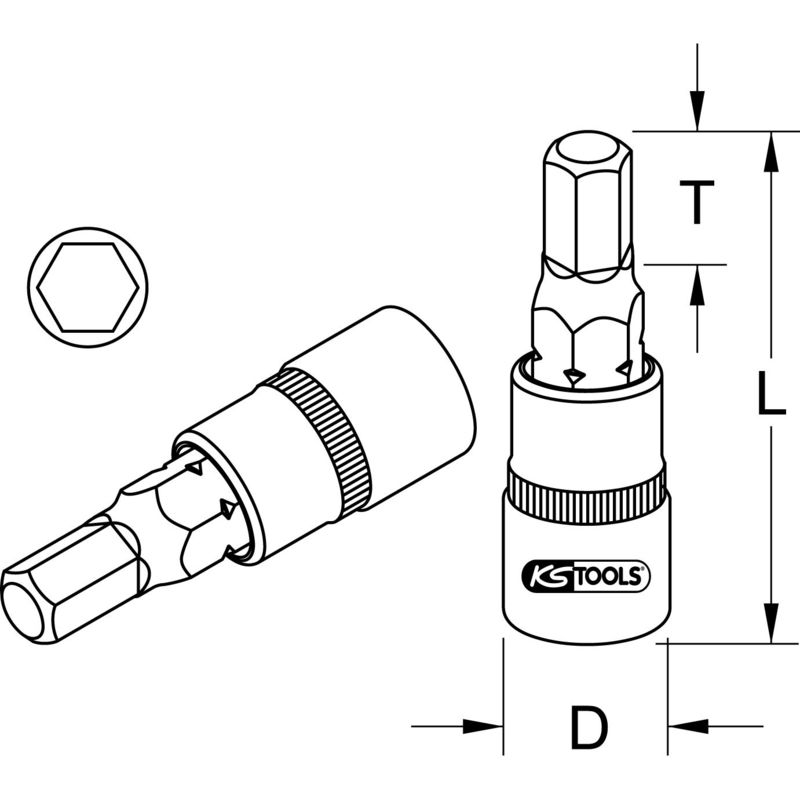 7mm KS Tools 1//2/" CHROMEplus Bit-Stecknuss Innensechskant kurz