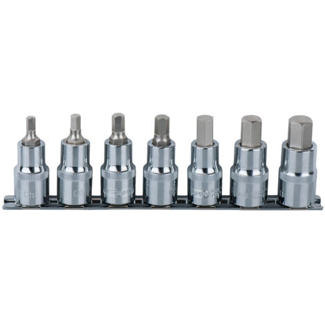KS Tools 1/2" CHROMEplus Bit-Stecknuss-Satz Innensechskant, 7-teilig 5-14mm,kurz