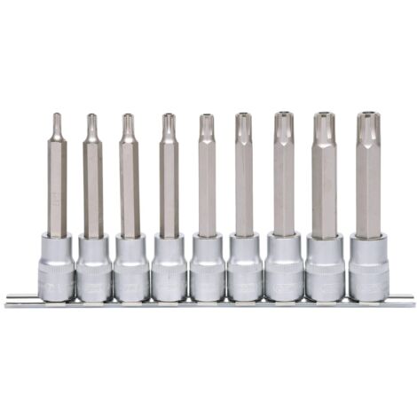 KS Tools 1/2" RIBE-Bit-Stecknuss-Satz, lang, 9-tlg - 911.1630