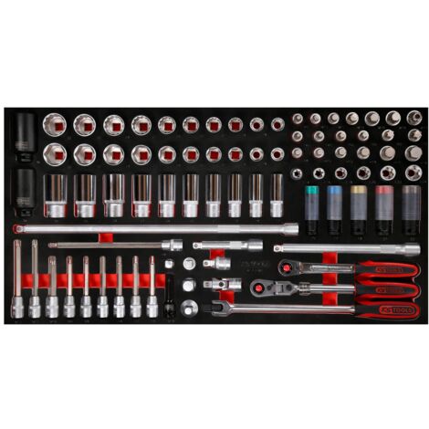 KS Tools 1/2 Steckschlüssel-Satz in Schaumstoffeinlage, 85-tlg.