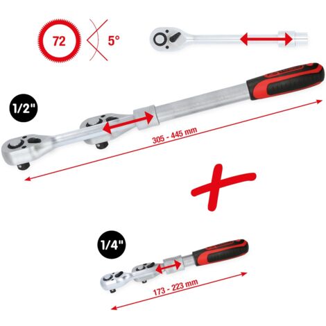 KS Tools 1/4 + 1/2 Teleskop-Umschaltknarren-Satz, 2-tlg