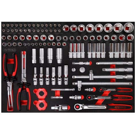 KS Tools 1/4 + 3/8 + 1/2 Steckschlüssel-Satz in Schaumstoffeinlage, 111-tlg.