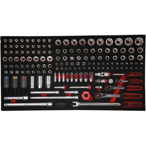 KS Tools 1/4" + 3/8" + 1/2" Steckschlüssel-Satz in Schaumstoffeinlage, 156-tlg