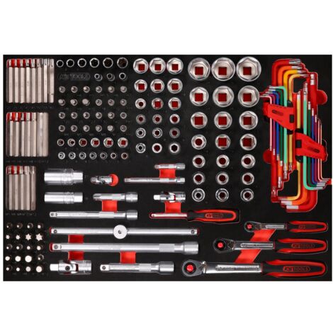 KS Tools 1/4 + 3/8 + 1/2 Steckschlüssel-Satz in Schaumstoffeinlage, 159-tlg.