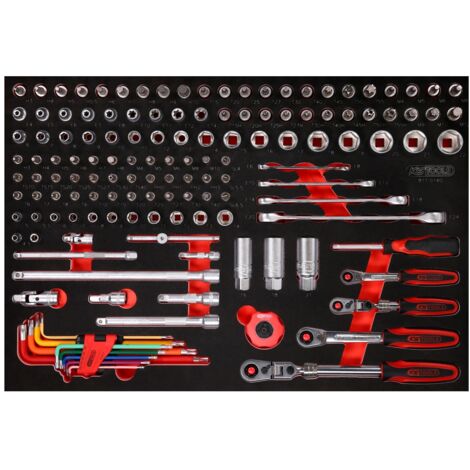 KS Tools 1/4 + 3/8 Steckschlüssel-Satz in Schaumstoffeinlage, 140-tlg.