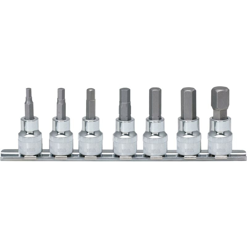 

Kstools - KS TOOLS 1/4' Juego de llaves de vaso con punta para tornillos con encastre hexagonal CHROMEplus, 7 pzs2,5-8 mm