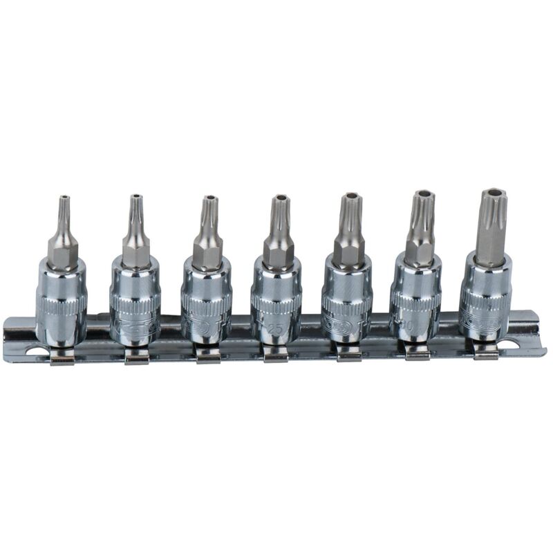 

Kstools - KS TOOLS 1/4' Juego de llaves de vaso con punta para tornillos Torx CHROMEplus, con orificio frontal, 7 pzs TB10-TB40