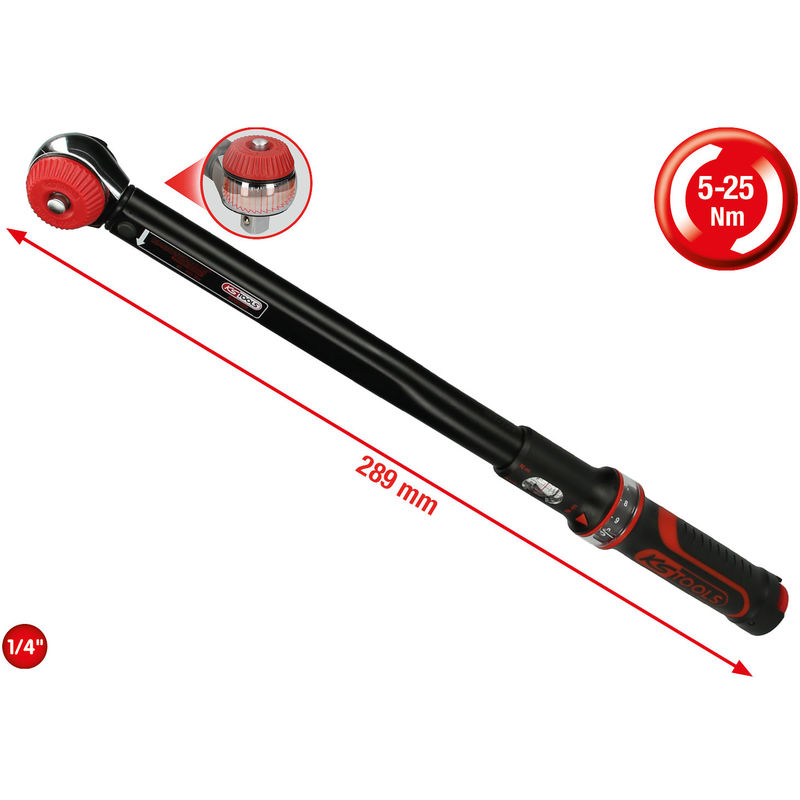 KS TOOLS 1//4/" ERGOTORQUE®precision Ratschen-Drehmomentschlüssel Drehknopf 1-25NM