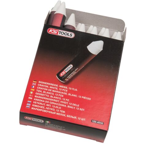 KS Tools 100.4050 Gessetto, Bianco, Confezione 12 Pezzi, Diametro 14 X 110 mm