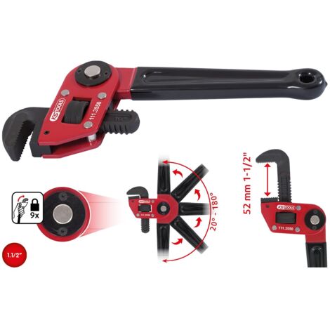KS Tools 111.3550 Giratubi Manovrabile con Una Sola Mano 1, con Testa Regolabile, 1/2"