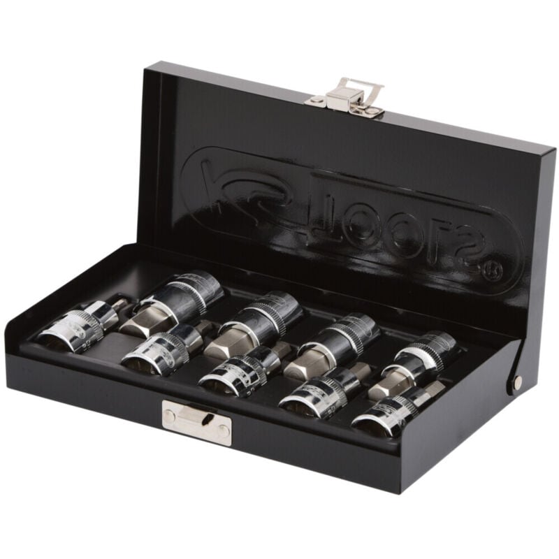 Image of KS Tools 1/2" CHROMEplus Bit-Stecknuss-Satz Innensechskant, 9-teilig 4-17mm,kurz