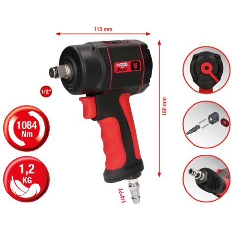 ks tools 1.2 Le mini diable haute performance clé à chocs pneumatique, 1084Nm