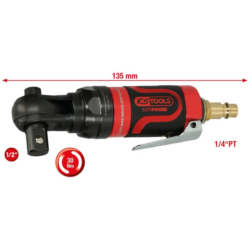 Image of Kstools - ks Tools 1/2 SlimPOWER Mini-Druckluft-Umschaltratsche 30 Nm