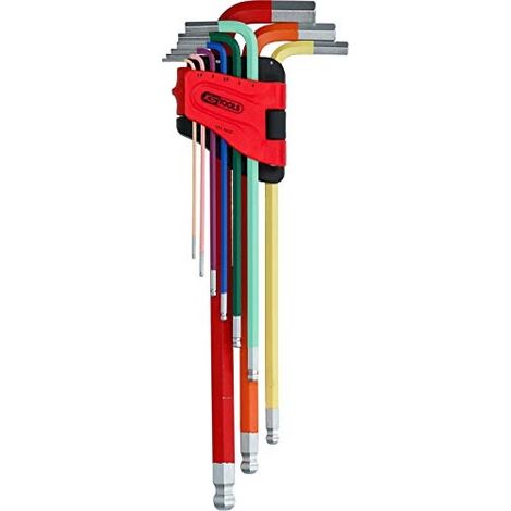 KS TOOLS 151.4420 SIX PANS CREUX À TÊTE SPHÉRIQUE EXTRA LONG 9-TLG JEU DE CLÉS COUDÉES