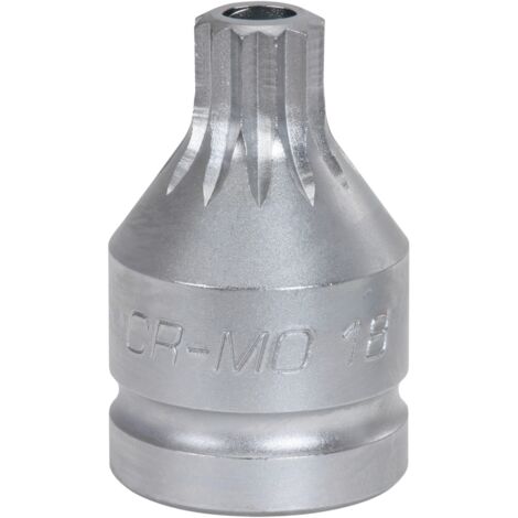 KS Tools 3/4" Kraft-Bit-Stecknuss Vielzahn mit Bohrung, kurz, M16 - 515.0012