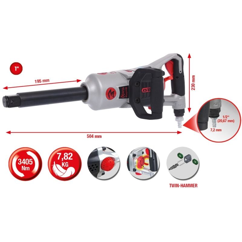 Image of Kstools - ks Tools 1 superMONSTER Hochleistungs-Druckluft-Schlagschrauber, 3405Nm, 504 mm