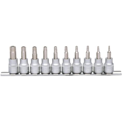 KS Tools 3/8" Bit-Stecknuss-Satz, 10-tlg, TB10-TB55 mit Stirnlochbohrung - 911.3940