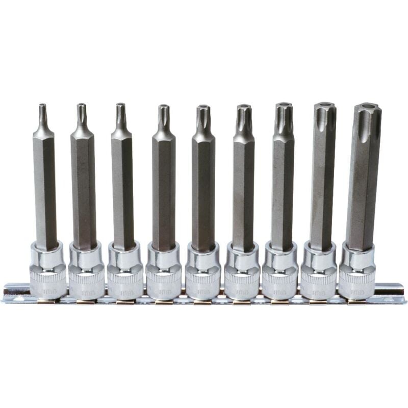 3/8' Jeu de douilles tournevis Torx percé CHROMEplus, longues, 9 pcs TB20-TB60