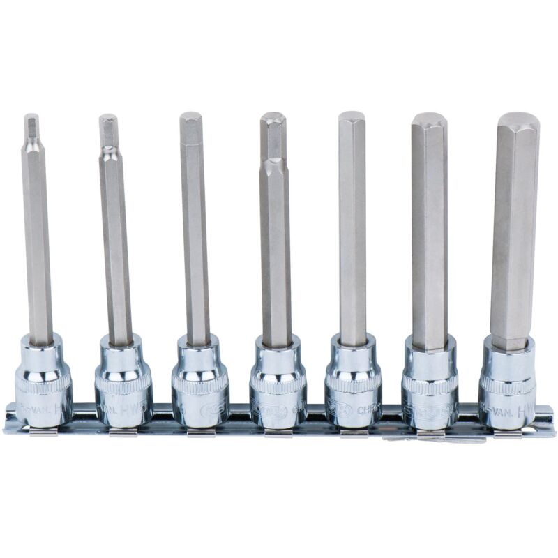 

Kstools - KS TOOLS 3/8' Juego de llaves de vaso con punta para tornillos con encastre hexagonal CHROMEplus, 7 pzs 4-12 mm, largas