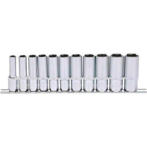KS Tools 3/8" CHROMEplus Sechskant-Stecknuss-Satz, lang, 11-teilig 8-19mm