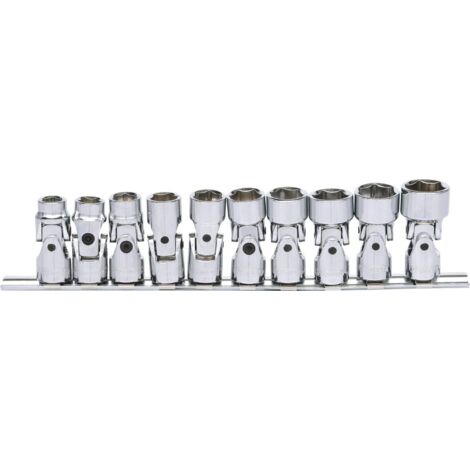 KS Tools 3/8" Jeu de douilles articulées 6 pans CHROMEplus, 10 pcs. 10-19 mm