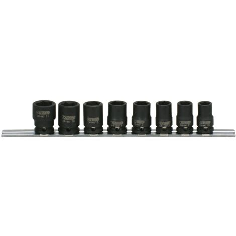 KS Tools 3/8 Sechskant-Kraft-Stecknuss-Satz, kurz, 8-tlg.