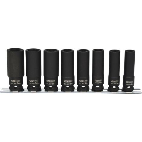 KS Tools 3/8 Sechskant-Kraft-Stecknuss-Satz, lang, 8-tlg.