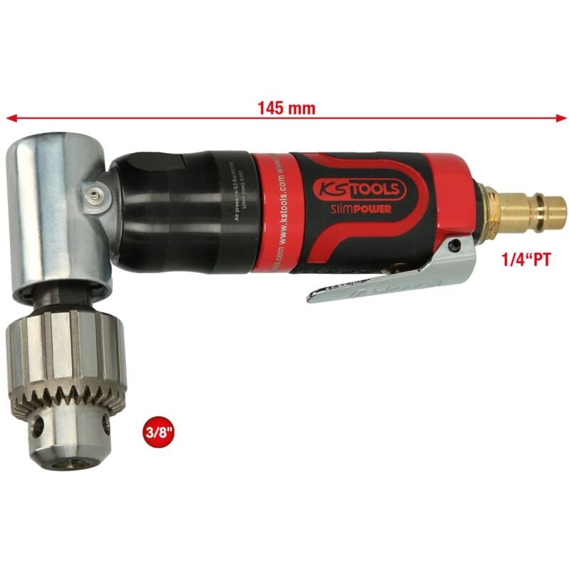 Image of Kstools - ks Tools 3/8SlimPOWER Mini-Druckluft-Winkelbohrmaschine