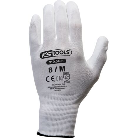 KS-Tools 310.0496 Mikro-Feinstrickhandschuhe weiß, 8/M, 12 Paar