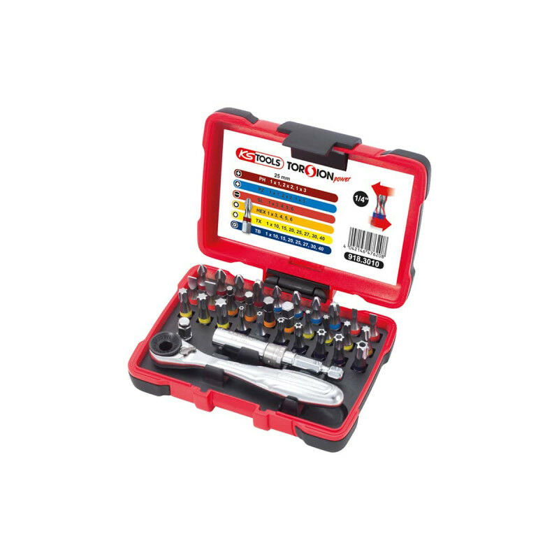 Image of Set di utensili ks tools Torsion Power bits - Avvitamento con codice colore - 33 pezzi - 918.3010