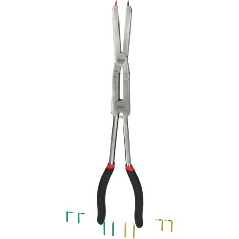 KS Tools 500.7015 Pinza di sicurezza a doppia articolazione per anelli di fissaggio esterni con punte intercambiabili