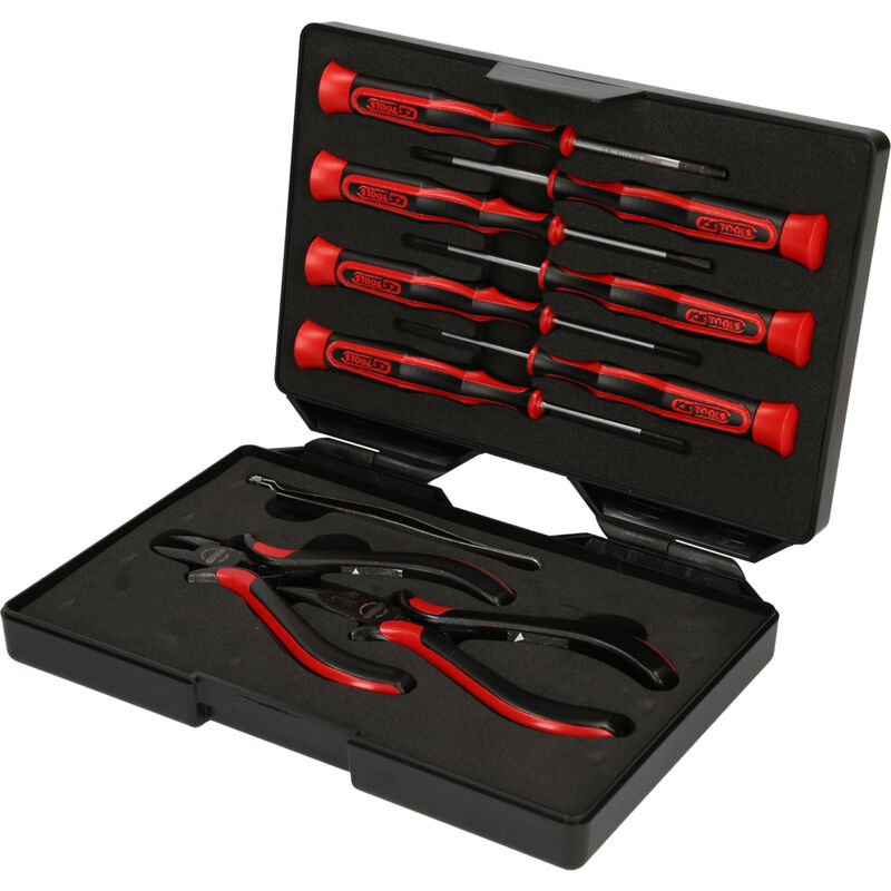KS Tools - Coffret de pinces et tournevis électroniques, 1,4 à 3 mm - 10 pcs - 500.7180