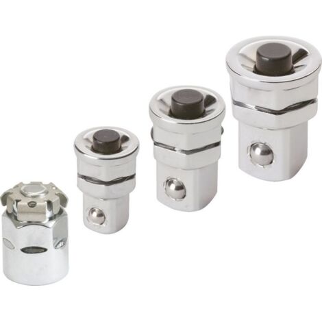 Kstools – Jeu d'adaptateurs porte-embout 4 pcs – Acier chromé vanadium – Normes DIN 3120, ISO 1174 – Déverrouillage rapide