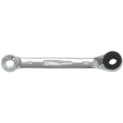KS Tools 503.4691 Gearplus Chiave a Cricco Poligonale Corta per Inserti Reversibile, 1/4"X1/4"