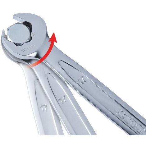 KS Tools 503.5214 Chiave a cricco combinata DUO GEAR con bocca aperta a cricco