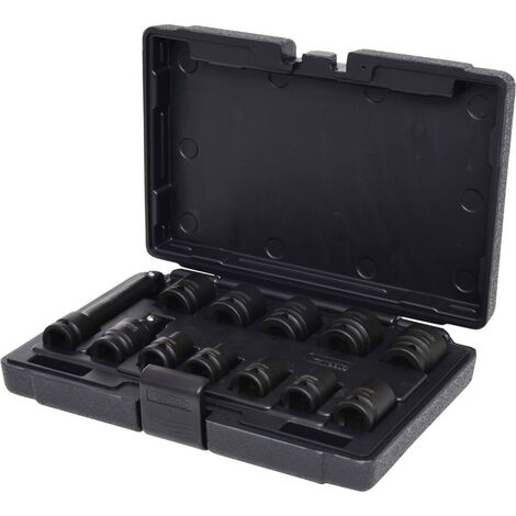 KS Tools 515.0112 Serie di Bussole Esagonali per Avvitatori ad Impulsi, Corte, 12 Pezzi, 10-24 mm, 1/2"