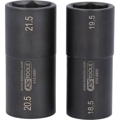 KSTOOLS Jeu de douilles à chocs spéciales 1/2" pour jantes aluminium, pour Ford, 18,5 / 19,5 / 20,5 / 21,5 mm, 2 pcs