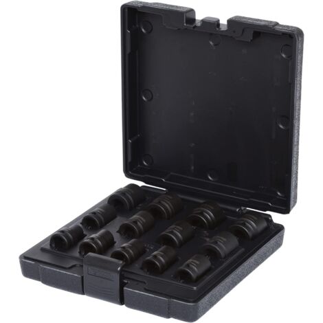 KS Tools 515.0900 Serie di Bussole Poligonali per Avvitatori ad Impulsi, Corte, 13 Pezzi, 10-24 mm, 1/2"