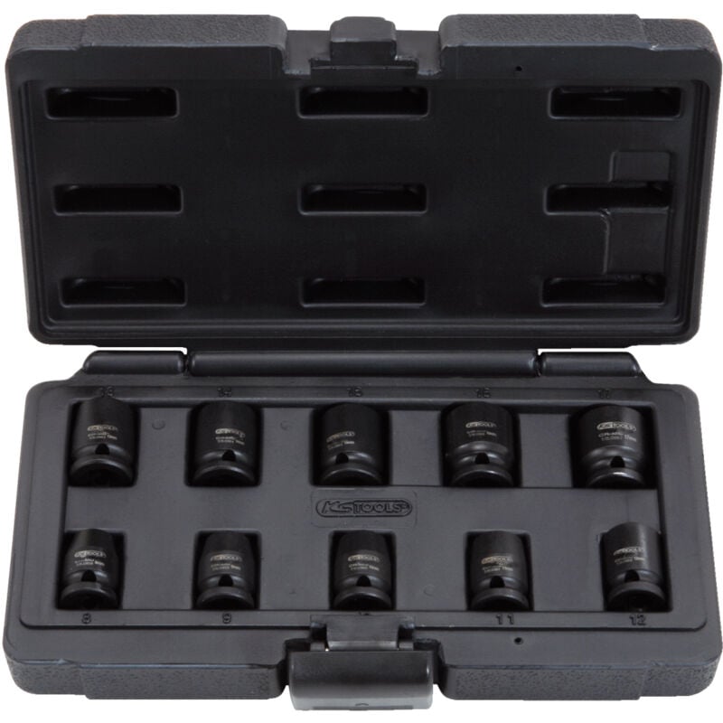 Ks Tools - Jeu de douilles à chocs 12 pans courtes, 10 pièces - 515.0950