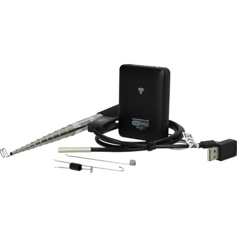 KS Tools 550.7510 Kit videoscopio Wi-Fi con Ø 5,5 mm 0° HD sonda telecamera frontale, 7 pz