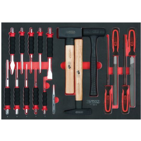 KS-Tools 711.0018 SCS Feilen-, Meißel- und Hammer- Satz, 18-tlg. in 1/1 Systemeinlage