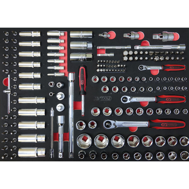 Kstools - ks Tools - Module de douilles et accessoires 1/4'' - 3/8'' - 1/2'', 175 pièces - 711.1011