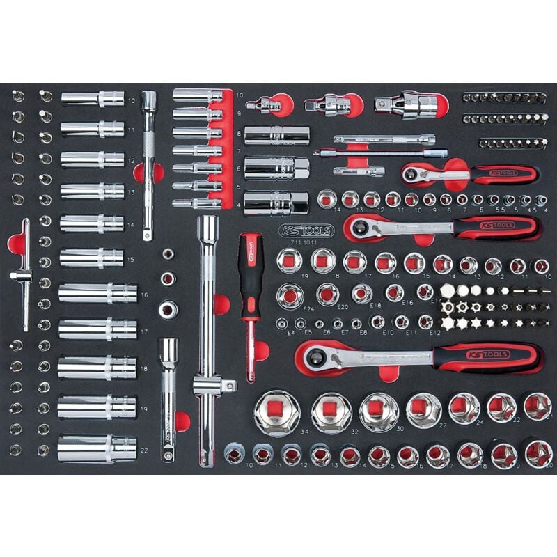 Image of Kstools - ks Tools - 711.1011 - set bussole 1/2 3/8 1/4 - accessori utensili carrello da officina 175 pezzi