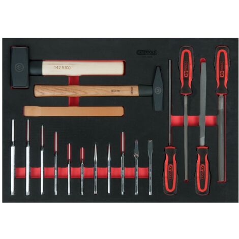 KS-Tools 711.1018 Feilen-, Meißel- und Hammer-Satz , 18-tlg. in 1/1 Systemeinlage