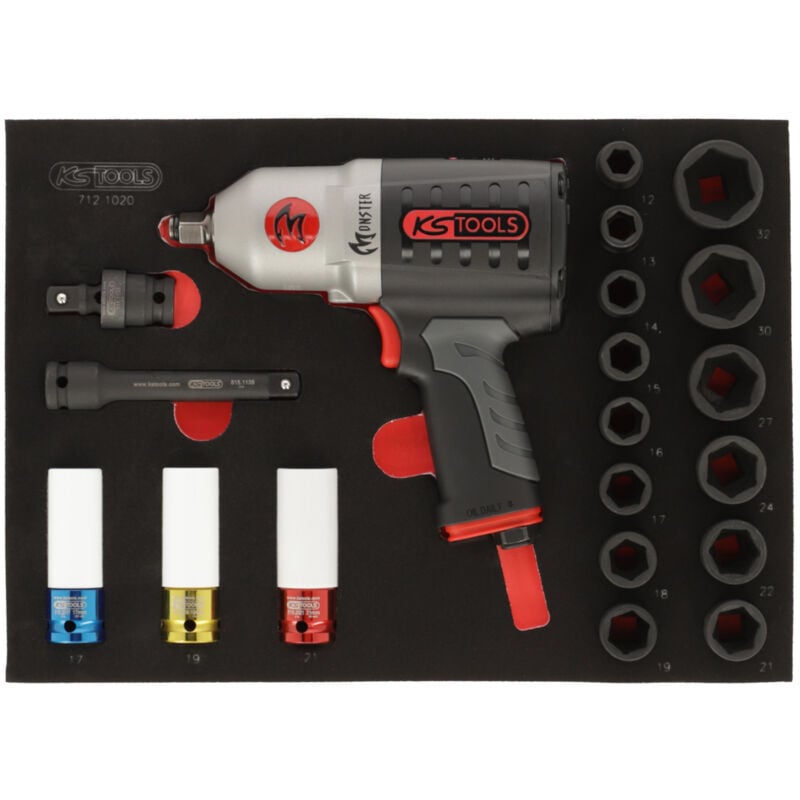 Kstools - Module de douilles et clé à chocs pneumatique 1/2'', 20 pièces