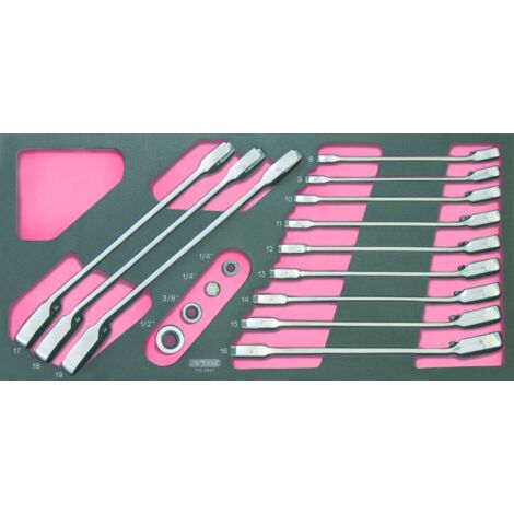 KS Tools 713.2027 Gearplus modulo di chiavi combinate a cricchetto reversibile con adattatori 16 pezzi